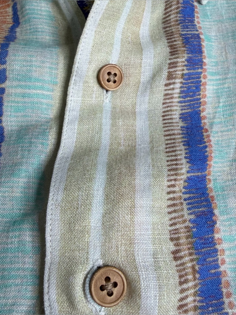 Robert Graham Linen Button-Up Shirt Large Multicolor Striped Short Sleeve miami - Picture 7 of 12
